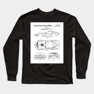 Corvette Patent - Vintage Corvette Art - Black And White Long Sleeve T-Shirt